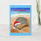 Cute Christmas Monk Seal Mele Kalikimaka Karte (Vorderseite)