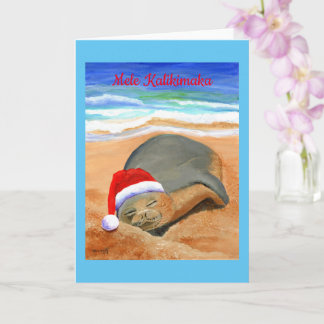 Cute Christmas Monk Seal Mele Kalikimaka Karte