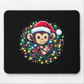 Cute Christmas Monkey Santa Hat Lights Monkey Wome Mousepad (Vorne)