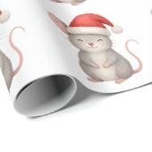 Cute Christmas Mouse in Santa Hat Geschenkpapier (Rolleneckpunkt)