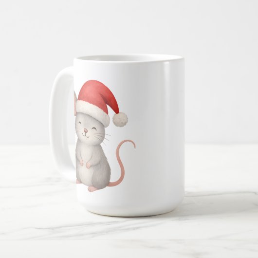 Cute Christmas Mouse in Santa Hat Kaffeetasse (Vorderseite Links)
