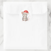 Cute Christmas Mouse in Santa Hat Runder Aufkleber (Tasche)
