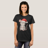 Cute Christmas Mouse in Santa Hat T-Shirt (Vorne ganz)
