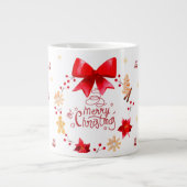 “Cute Christmas Mug with Red Bow Wreath" Jumbo-Tasse (Vorderseite)