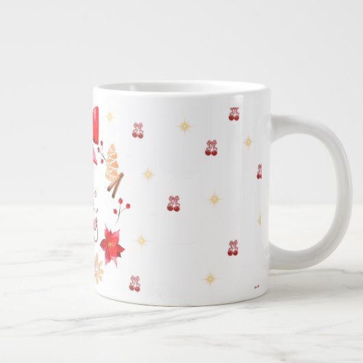 “Cute Christmas Mug with Red Bow Wreath" Jumbo-Tasse (Rechts)