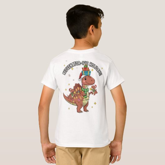 Cute Christmas Neovenator Family – Festive Dino Ho T-Shirt (Schwarz voll)