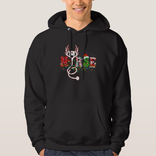 Cute Christmas Nurse Reindeer Stethoscope Santa Ha Hoodie (Vorderseite)