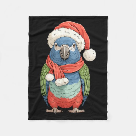Cute Christmas Onus Parrot Santa Bird Lovers  Fleecedecke (Vorderseite)