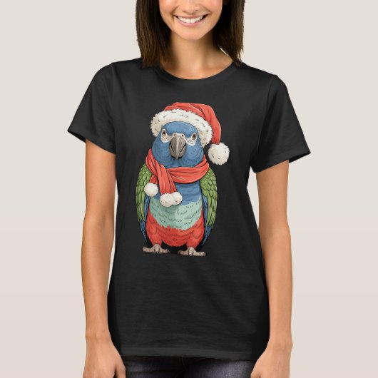 Cute Christmas Onus Parrot Santa Bird Lovers  T-Shirt (Vorderseite)