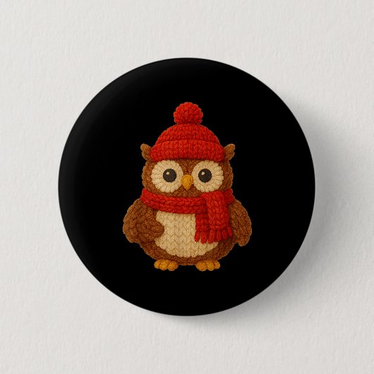 Cute Christmas Owl Winter Snow Button (Vorderseite)