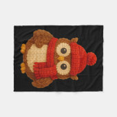 Cute Christmas Owl Winter Snow Fleecedecke (Vorderseite (Horizontal))