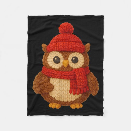 Cute Christmas Owl Winter Snow  Fleecedecke (Vorderseite)