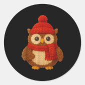 Cute Christmas Owl Winter Snow  Runder Aufkleber (Vorderseite)