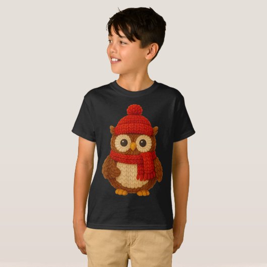 Cute Christmas Owl Winter Snow T-Shirt (Vorne ganz)