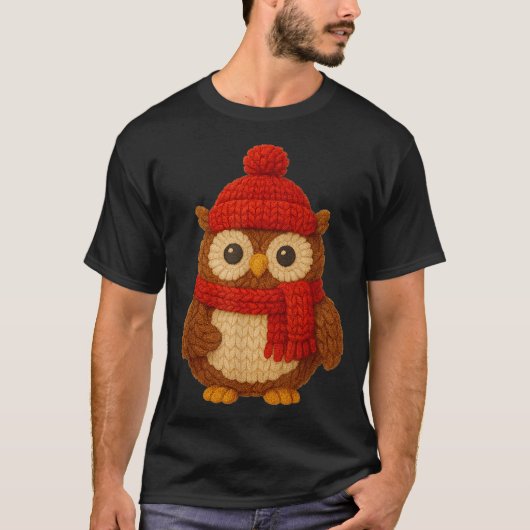 Cute Christmas Owl Winter Snow T-Shirt (Vorderseite)