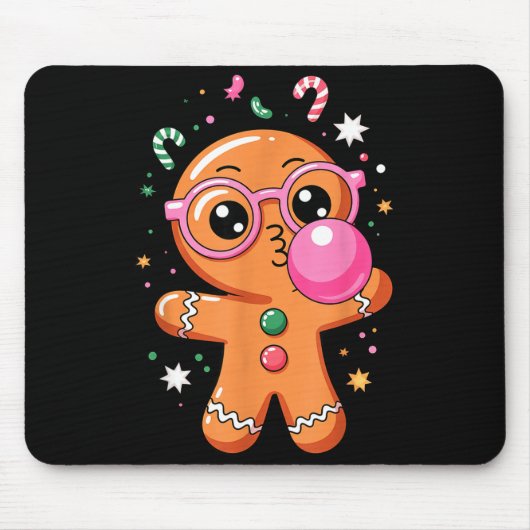 Cute Christmas Pajama Gingerbread Blowing Bubble G Mousepad (Vorne)