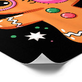 Cute Christmas Pajama Gingerbread Blowing Bubble G Poster (Ecke)