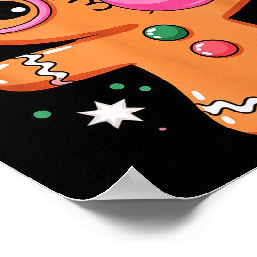 Cute Christmas Pajama Gingerbread Blowing Bubble G Poster (Ecke)