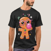 Cute Christmas Pajama Gingerbread Blowing Bubble G T-Shirt (Vorderseite)