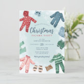 Cute Christmas Pajama Party Einladung (Stehend Vorderseite)