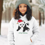 Cute Christmas Panda Bear in Santa Hat Custom Kids Hoodie<br><div class="desc">This cute Santa Panda is a beautiful animal holiday hoodie for a child who loves panda bears and red and green Christmas themed presents. I like wild animals and a Christmas panda bear takes the cake wearing a red Santa hat!</div>