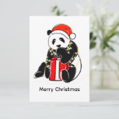 Cute Christmas Panda  – Minimal Holiday  Dankeskarte (Stehend Vorderseite)