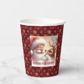 Cute Christmas Party Cups with Santa and Rudolph Pappbecher (Rückseite)