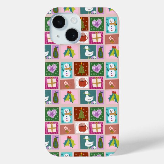 Cute Christmas Patchwork Pattern Case-Mate iPhone Hülle (Rückseite)