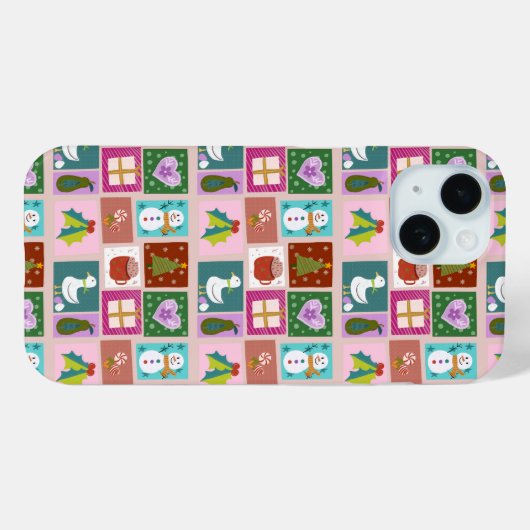 Cute Christmas Patchwork Pattern Case-Mate iPhone Hülle (Rückseite (Horizontal))