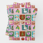 Cute Christmas Patchwork Pattern Geschenkpapier Set (Beispiel)