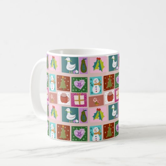 Cute Christmas Patchwork Pattern Kaffeetasse (Vorderseite Links)