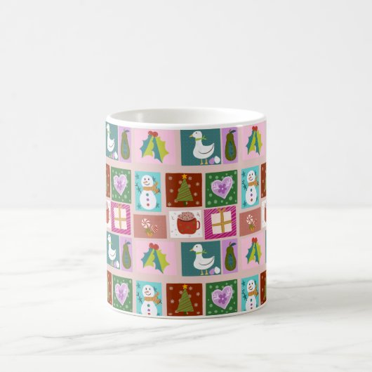 Cute Christmas Patchwork Pattern Kaffeetasse (Mittel)