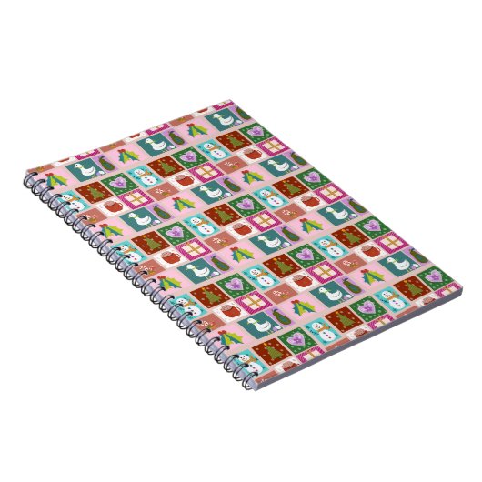 Cute Christmas Patchwork Pattern Notizblock (Rechte Seite)
