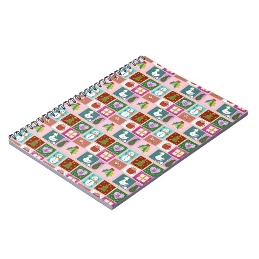 Cute Christmas Patchwork Pattern Notizblock (Linke Seite)