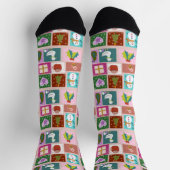 Cute Christmas Patchwork Pattern Socken (Oben)
