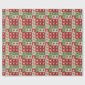 Cute Christmas Patchwork Wrapping Paper Geschenkpapier (Flach)