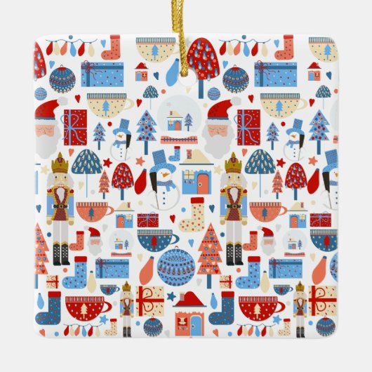 Cute Christmas Pattern Keramikornament (Vorderseite)