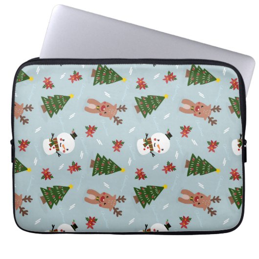 Cute Christmas Pattern | Snowman, Reindeer & Tree  Laptopschutzhülle (Vorderseite)