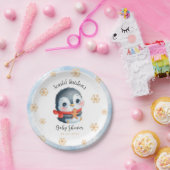 Cute Christmas Penguin Baby Shower Pappteller (Party)
