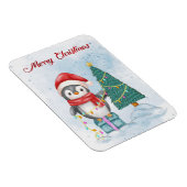 Cute Christmas Penguin Decorating Tree with Lights Magnet (Rechte Seite)