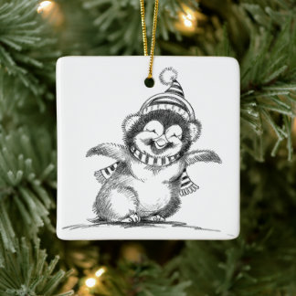 Cute Christmas Penguin, Happy Baby Bird Keramikornament