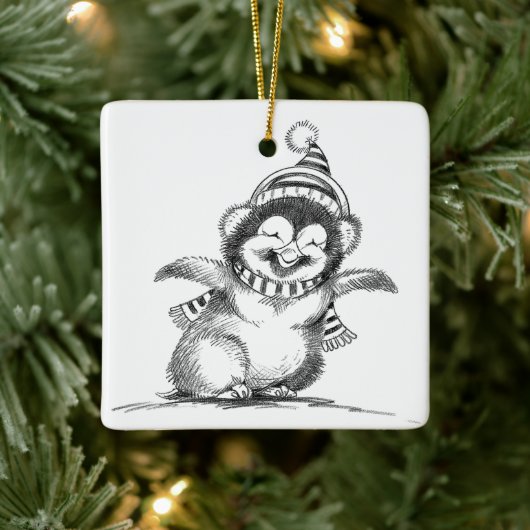 Cute Christmas Penguin, Happy Baby Bird Keramikornament (Baum)