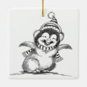 Cute Christmas Penguin, Happy Baby Bird Keramikornament (Rückseite)