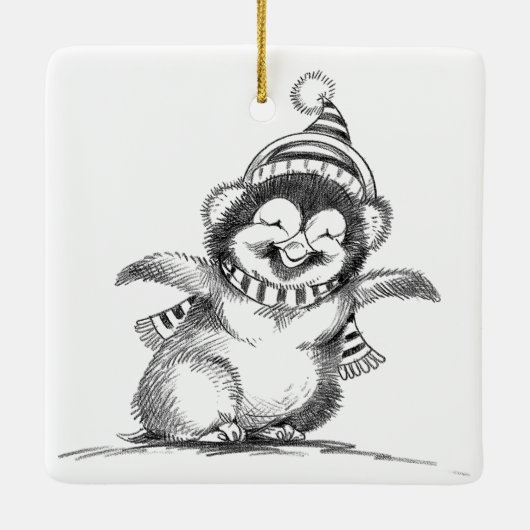 Cute Christmas Penguin, Happy Baby Bird Keramikornament (Rückseite)