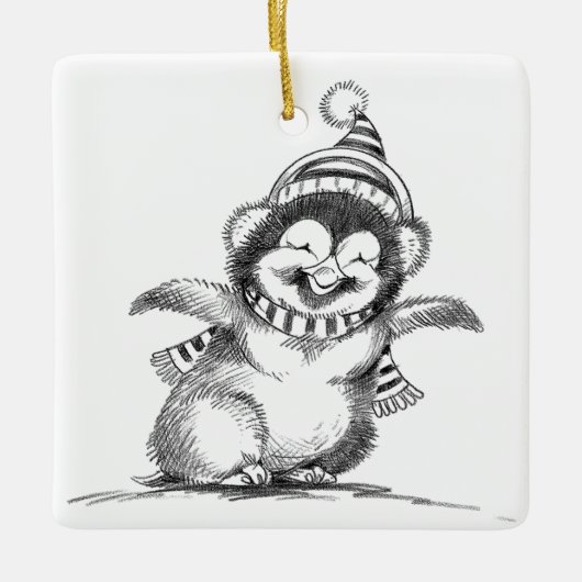 Cute Christmas Penguin, Happy Baby Bird Keramikornament (Vorderseite)