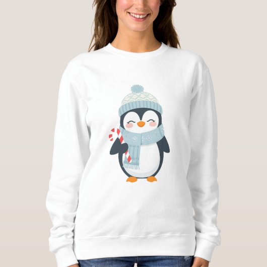 Cute Christmas Penguin Illustration Sweatshirt (Vorderseite)