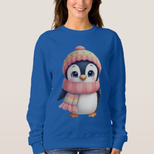 Cute Christmas Penguin Illustration Sweatshirt