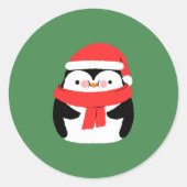 Cute Christmas Penguin in Santa Hat Custom Runder Aufkleber (Vorderseite)