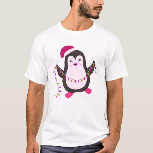 “Cute Christmas Penguin Lights”  ✨  T-Shirt (Vorderseite)