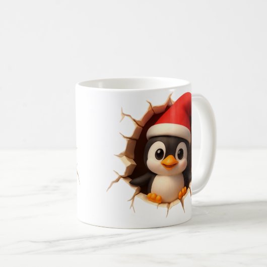 Cute Christmas Penguin Mug - Custom Name Santa Hat Kaffeetasse (VorderseiteRechts)